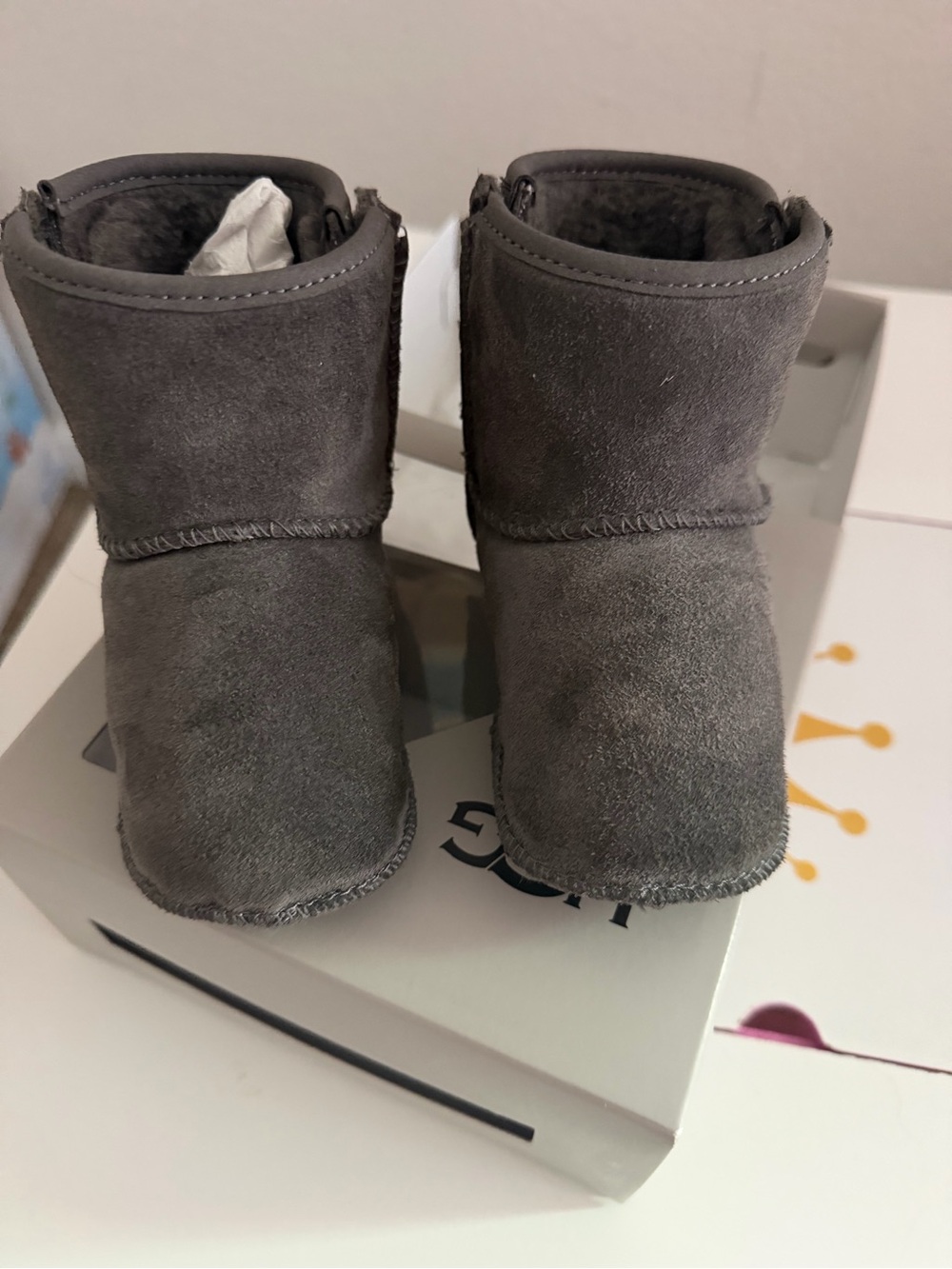 Gray Suede Baby UGG Boots